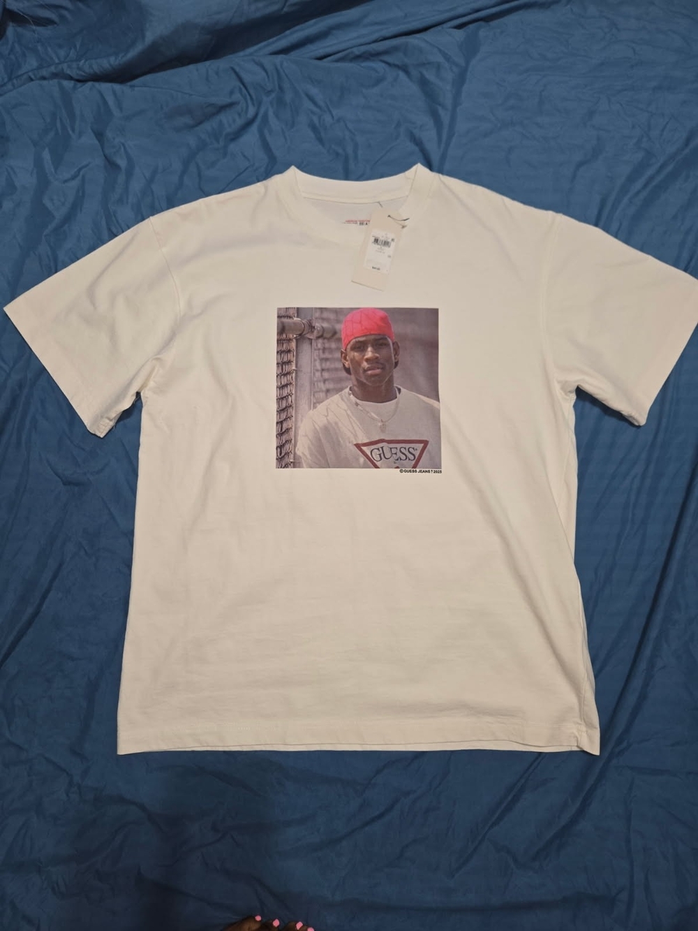 GUESS White Graphic Photo-Print Men’s T-Shirt